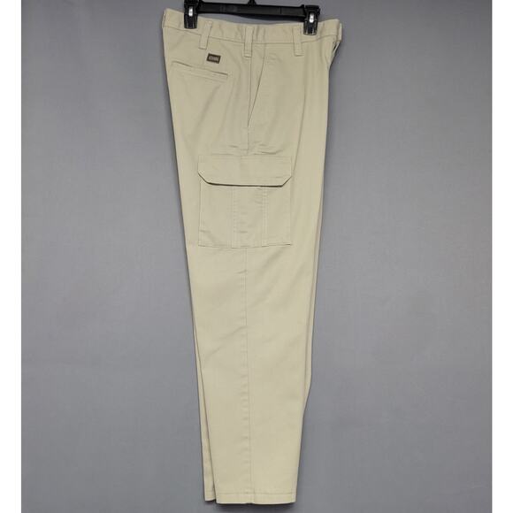 Cintas Cargo Work Pants Mens 30 Tan Comfort Flex Pockets Button Zip #210-62 - Picture 5 of 12